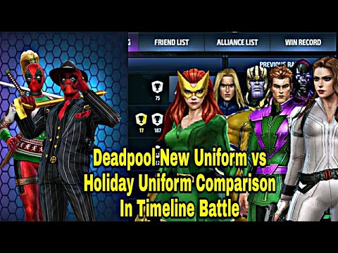 Deadpool New Uniform vs Holiday Uniform Comparison in Timeline Battle - Marvel Future Fight