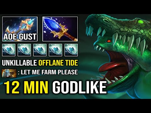 12MIN GODLIKE 1v5 Unkillable Offlane Tidehunter with AoE Gush Smash EZ 18Min GG Dota 2