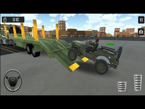 Transporting Army Quad Bike Long Trailer Truck -Airplane Transporter Car Sim. -2022#androidgameplay
