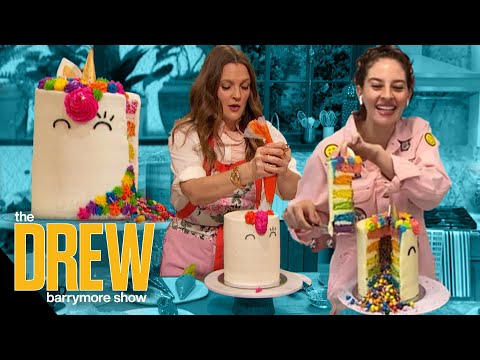 Flour Shop's Amirah Kassem Teaches Drew How to Make Unicorn Rainbow Cake