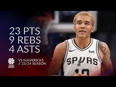 Jeremy Sochan 23 pts 9 rebs 4 asts vs Mavericks 23/24 season