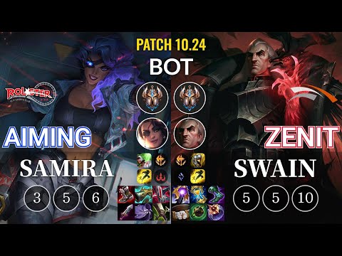 KT Aiming Samira vs HLE Zenit Swain Bot - KR Patch 10.24