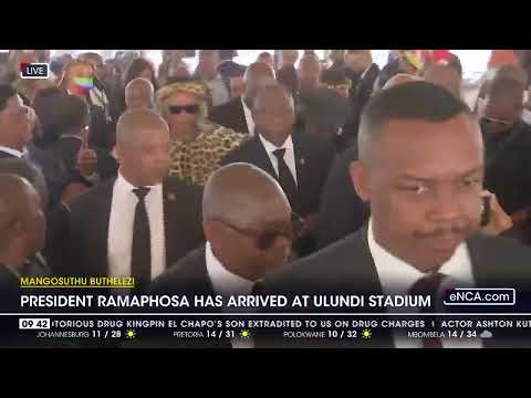 Mangosuthu Buthelezi President Ramaphosa arrives at stadium