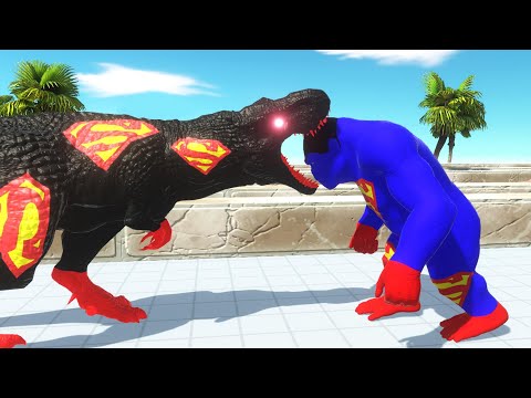 DARK SUPERMAN T-REX vs SUPERMAN GORO DEATH RUN  - Animal Revolt Battle Simulator