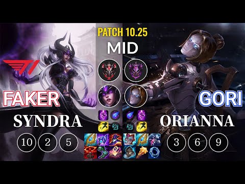 T1 Faker Syndra vs Gori Orianna Mid - KR Patch 10.25