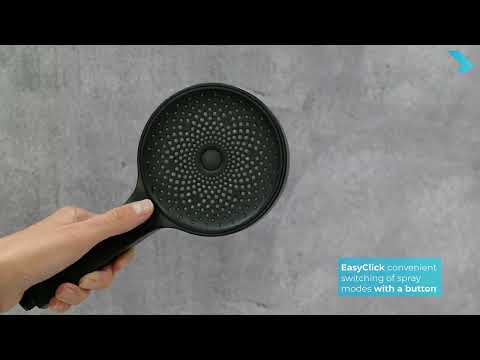 kielle Nefia - Set de duș cu baterie, bară, furtun și pară de duș, negru mat 20627SN74