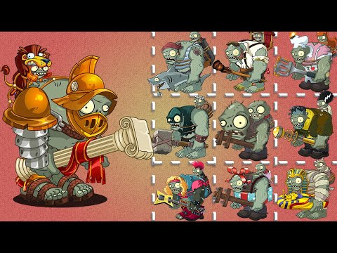 PvZ 2 Gladiator Gargantuar Vs All Zombies