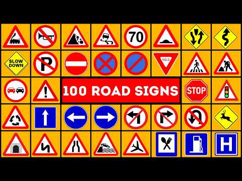 100 Important Road Signs with their Meanings | Traffic Signs | Street Signs | English Vocabulary
