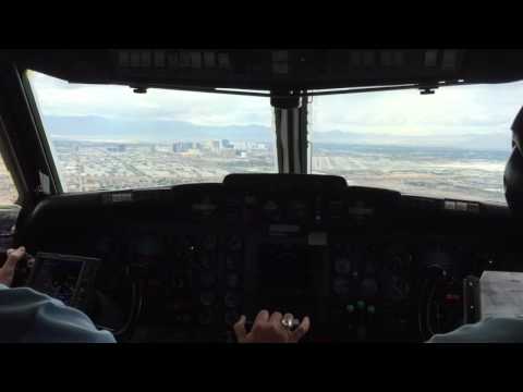 Gulfstream II-SP Cockpit Landing Las Vegas KLAS [HD]