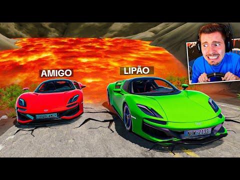 TROLLEI meu amigo FUGINDO do VULCÃO no BeamNG Drive Multiplayer