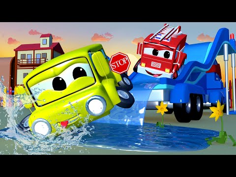 Carl der Super Truck - Der Wasserrutschenlastwagen - Lastwagen Zeichentrickfilme für Kinder 🚓 🚒