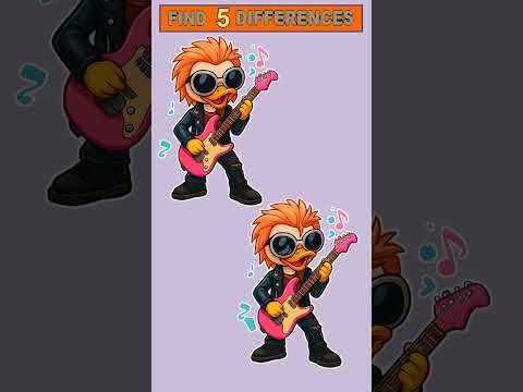 Can You Spot All 5 Differences in This Rock Star Duck Puzzle?