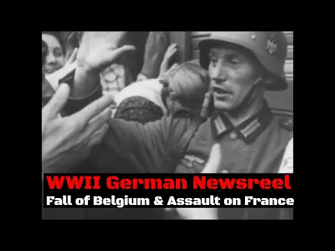 CINEGIORNALE TEDESCO DELLA SECONDA GUERRA MONDIALE 1940 RESA DEL BELGIO, ASSALTO ALLA FRANCIA, AS...
