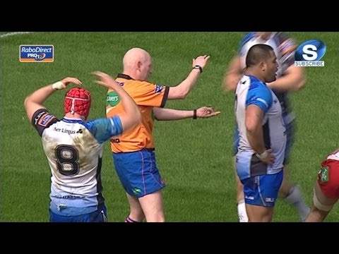 Richard Kelly just held up over the line - Scarlets v Connacht March 30th 2014