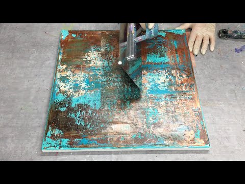 Rakeltechnik in Rost  und Patinaoptik | abstrakte Acrylmalerei mit dem Rakelwerkzeug