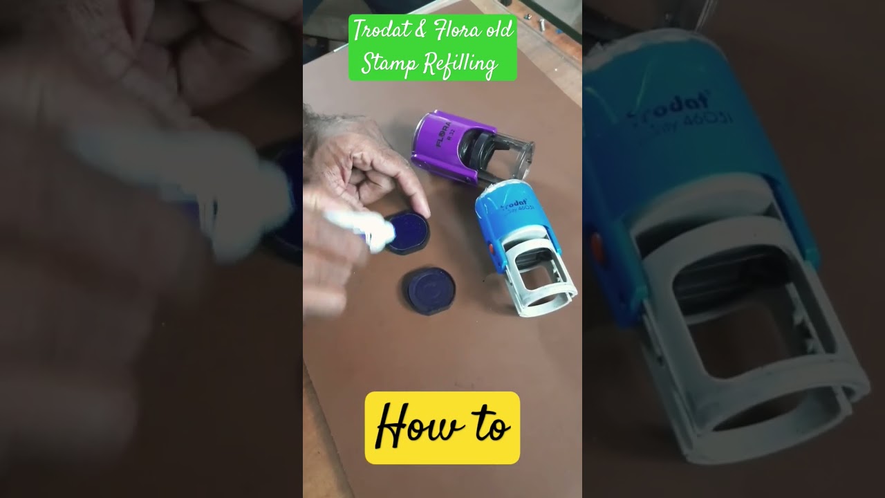 how to Refill old trodat & Flora self inking Round Stamp  #stamps #shorts