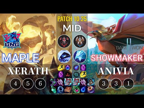 LNG Maple Xerath vs DWG ShowMaker Anivia Mid - KR Patch 10.25