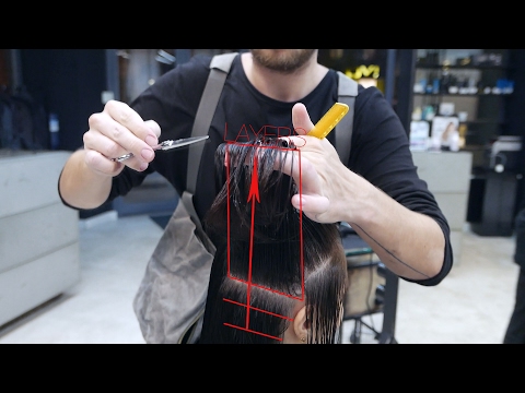 how to cut medium length layer haircut