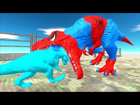SPIDERMAN T-REX DEATH FALL - Animal Revolt Battle Simulator