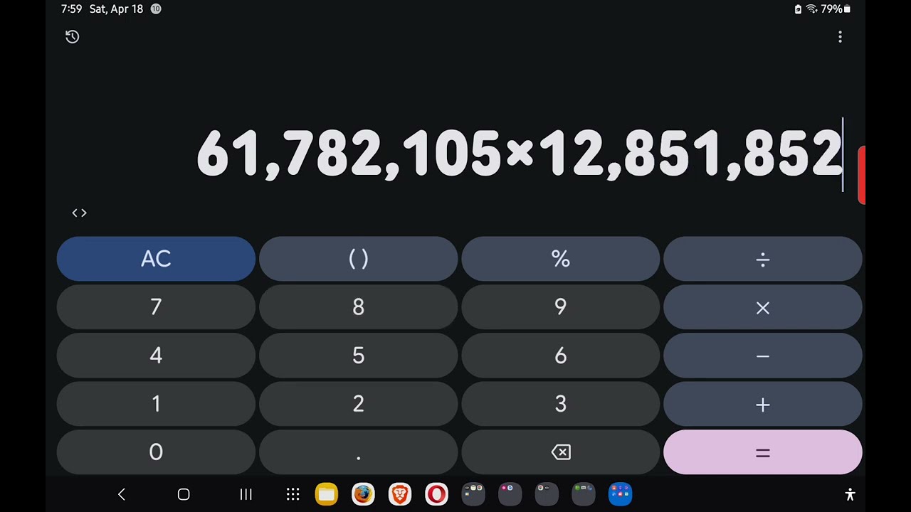 Performing a multiplication problem (8 digits × 8 digits)