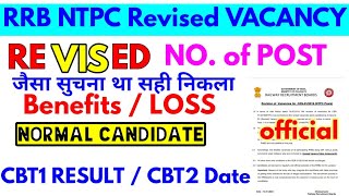 rrb ntpc revised vacancy increase Pwbd & ex-servicemen rrb cbt1 result cbt1 cut off post wise cbt2