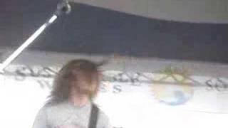 between the trees-white lines and red lights