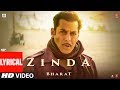 LYRICAL Zinda Song Bharat Salman Khan  Julius Packiam Ali Abbas Zafar Ft Vishal Dadlani