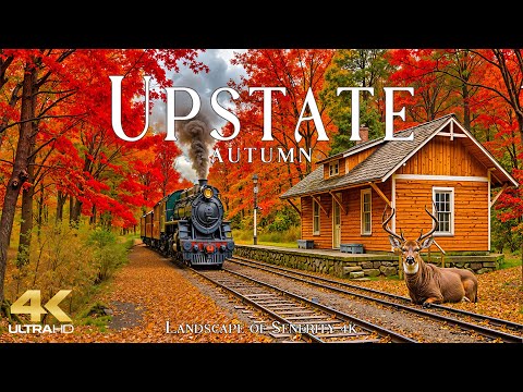 Autumn in Upstate New York 4K UHD 🍁 Crimson Maples, Mirror-like Lakes & Storybook Villages of Autumn