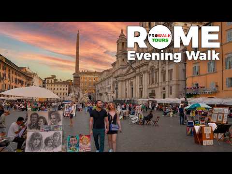 Rome, Italy Evening Tour - 4K 60fps - From the Spanish Steps to the Colosseum