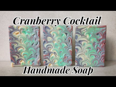 Cranberry Cocktail - Handmade Cold Process Soap - Modified Peacock Soap Design -  Soap Challenge