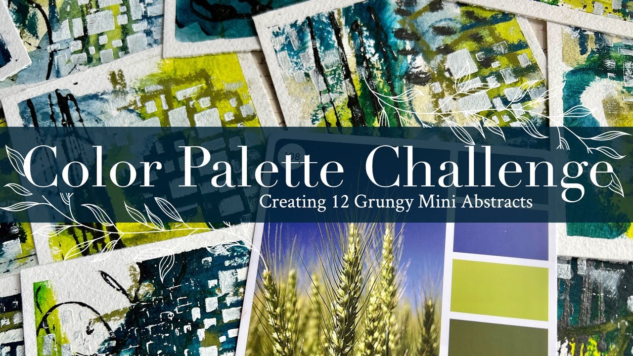 Color Palette Challenge: Creating 12 Grungy Mini Abstracts with Blues, Greens, and Graphite