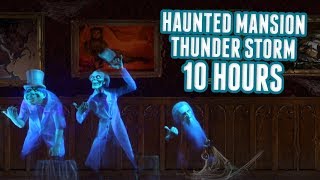 Disney Haunted Mansion Rain &amp; Thunderstorm Relaxing 10 Hour Sounds - Portrait Gallery w/ Ghosts