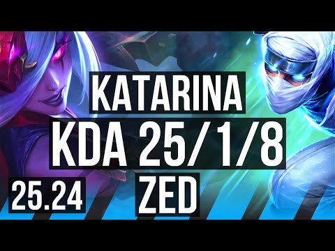 KATARINA vs ZED (MID) | Good KDA: 25/1/8, 52K damage | EUNE Challenger | 25.24