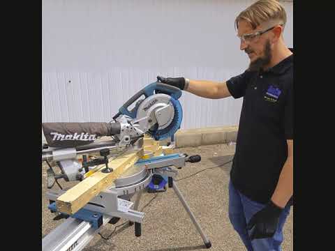 Makita LS0815FLN Pjovimo staklės, 65x305 mm,diskas: 216x30 mm, 1400 W, darbinis šviesos diodas&amp;laserinis žymeklis, 14,1kg video