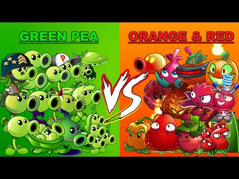 Team GREEN PEA vs ORANGE & RED - Who Will Win? - PvZ 2 Team Plant vs Team Plant