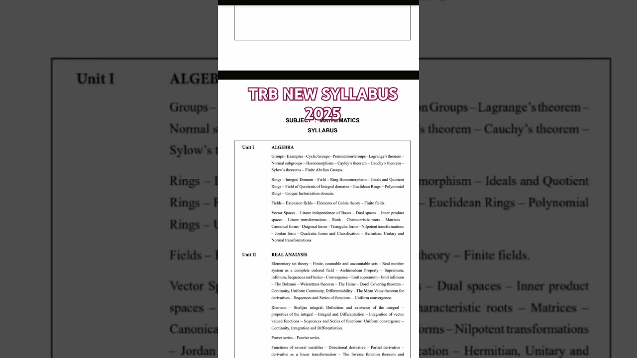 PG TRB MATHS |NEW SYLLABUS 2025|MATHEMATICS |UPDATED