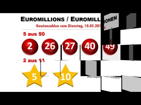Euromillions Ziehung Gewinnzahlen vom 10.5.2016