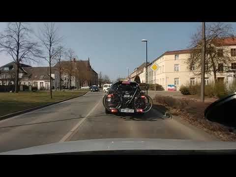 DRIVING IN GERMANY. Wismar. City views. Spring day.