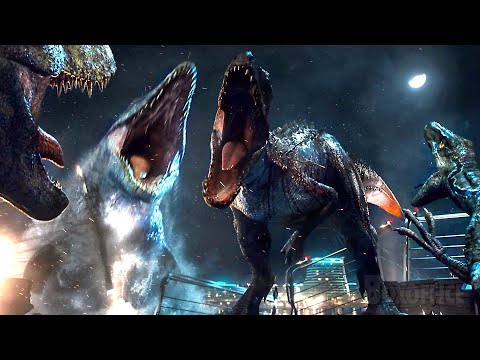 Superteam di dinosauri VS Indominus Rex | Lotta finale | Jurassic World | Clip in Italiano