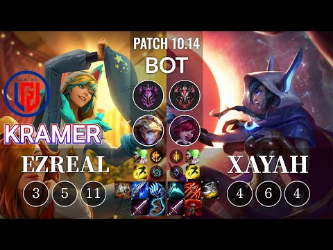 LGD Kramer Ezreal vs Xayah Bot - KR Patch 10.14