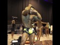 Mihai Chiper WBFF Pro Muscle model backstage posing