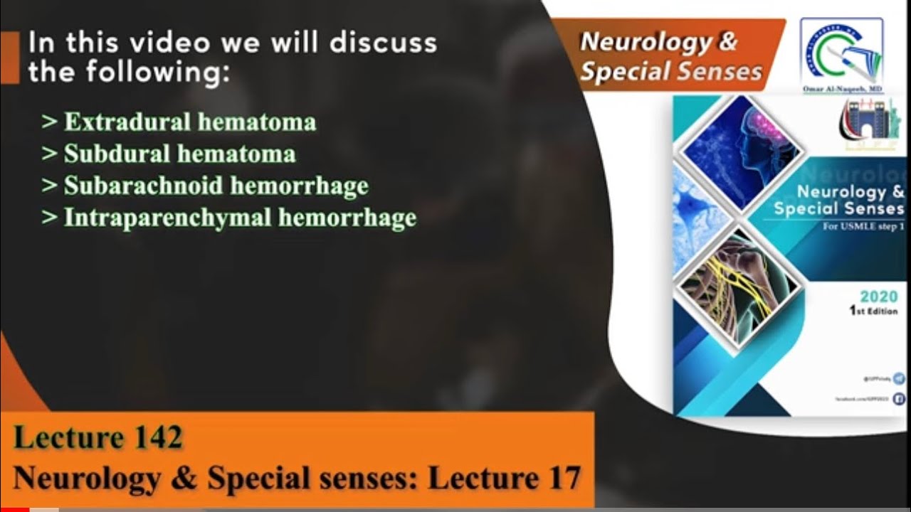 Extradural hematoma || Subdural hematoma || Subarachnoid hemorrhage || Intraparenchymal hemorrhage