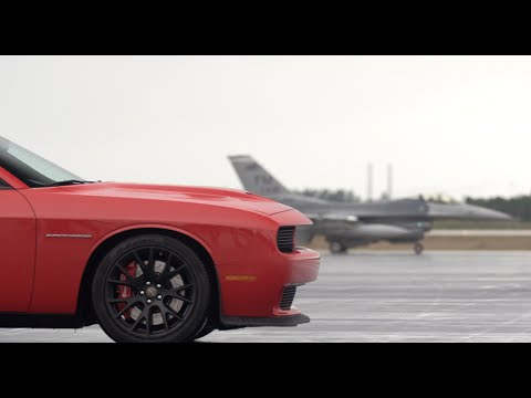 Dodge Challenger SRT Hellcat vs F16 Fighter Jet: Road & Track on /DRIVE