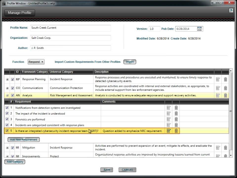 25 CSET 6.1 Cybersecurity Framework