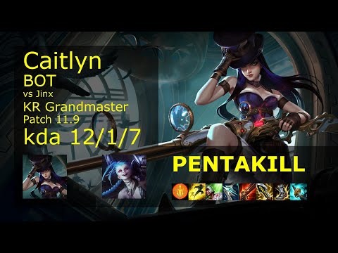 Caitlyn ADC vs Jinx - KR Grandmaster 12/1/7 Patch 11.9 Gameplay // [롤] 케이틀린 vs 징크스