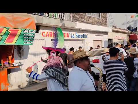 Carnaval colonia El Progreso Jiutepec Morelos 2024 brincando al Tradicional son del chinelo 🎷🎺🕺🥁(5)