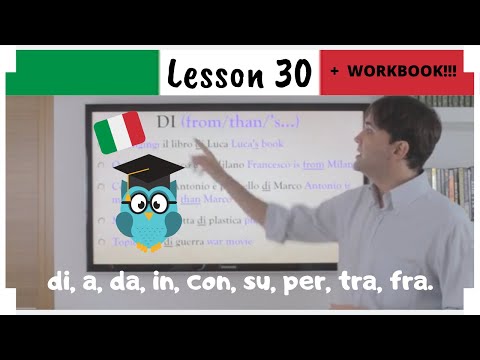 Learn Italian in 30 Days | 30 | Italian Simple Prepositions Eng Ita Subs WORKBOOK