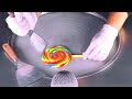 ASMR Rainbow Lollipop Ice Cream Rolls Oddly Satisfying Candy Crushing Food Art With Sweets