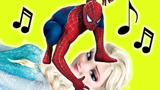 Frozen Elsa Dancing Spiderman With Shrink Ray Toy Gun + Fun Superhero In Real Life In 4K