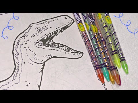 JURASSIC WORLD Dinosaur Coloring & Activity book using Crayola twistable colored pencils | YES Toys|